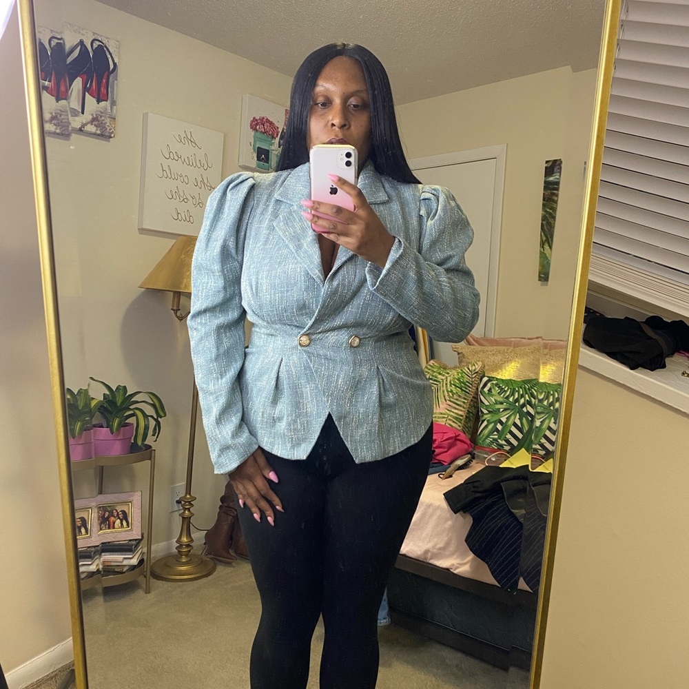 Blue Tweed Shein Blazer, Size 2XL, vintage inspired.
